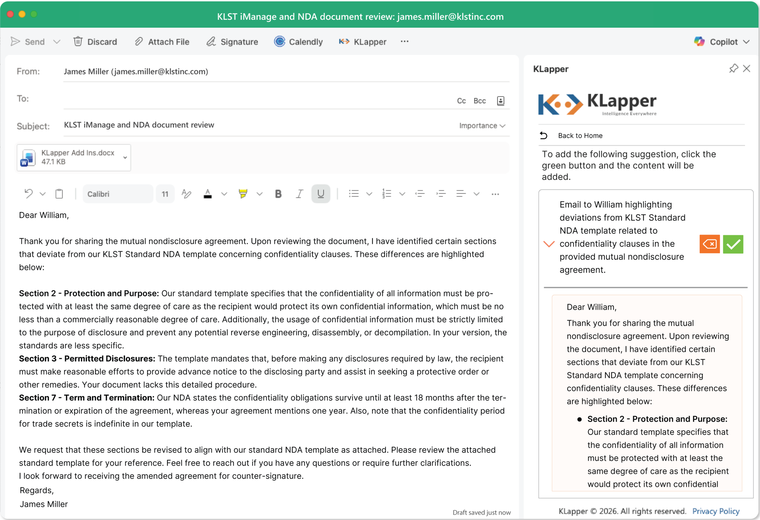 KLapper Add-in Outlook